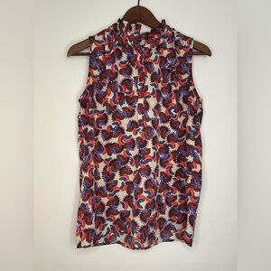 Collective Concepts Red and Blue Patterned Blouse